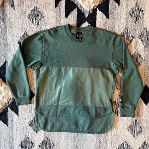 Adidas sweatshirt in green fleece with droptail hem (M)